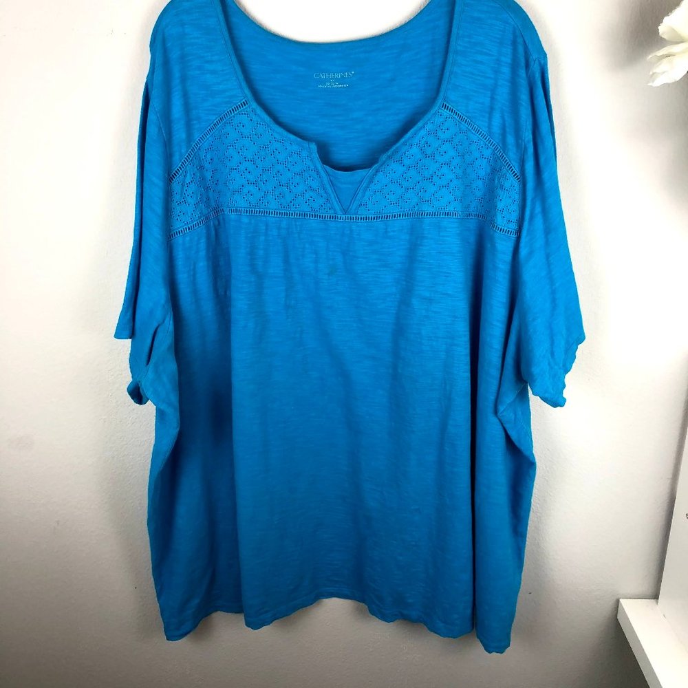 Catherines aqua notch neck top